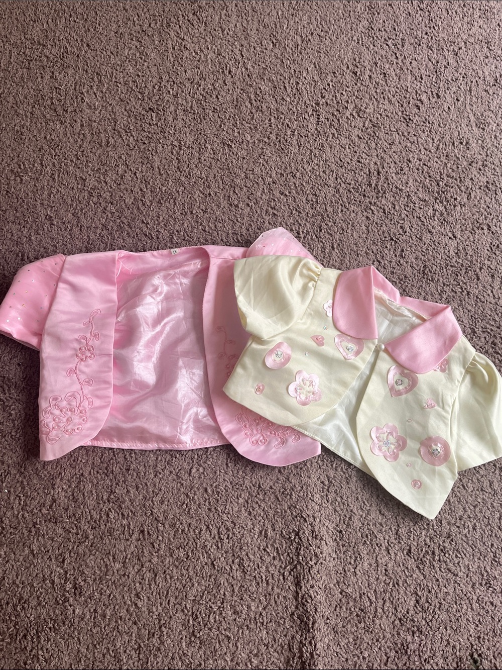 Pink and Cream Floral Embroidered Baby Jacket and Shawl Set